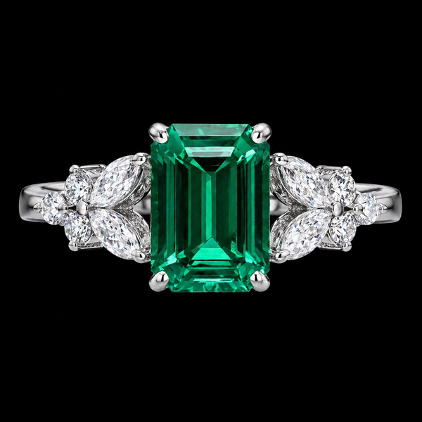 Eterna Bloom Emerald-Cut Diamond Accent Ring