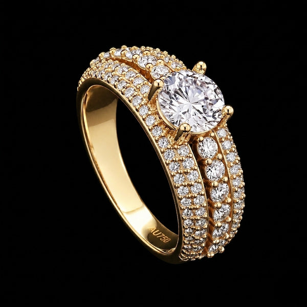 Radiant Rose Gold Triple-Band Moissanite Statement Ring