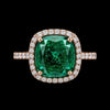 Emerald Halo Elegance Ring in Silver with Moissanite Diamonds