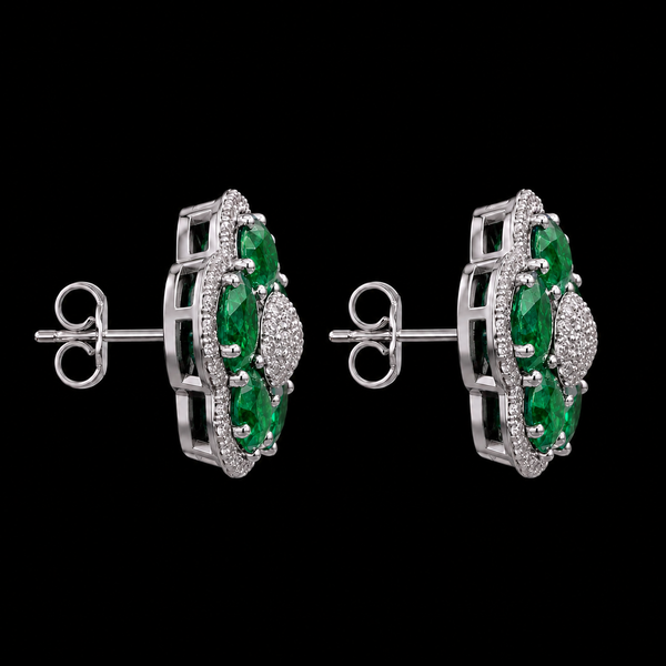 Emerald Petal Halo Studs