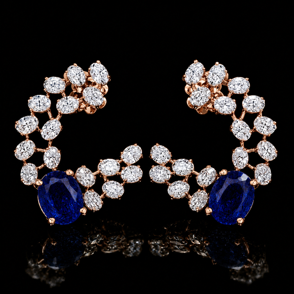 Blue Sapphire Vine Cuff Earrings