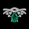 Pear-Cut Emerald Elegance Ring with Moissanite Accents in Silver