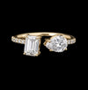 Elegant Dual-Stone Moissanite Diamond Ring in Silver Finish