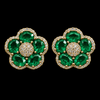 Emerald Petal Halo Studs
