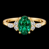 Emerald Aura Moissanite Ring in 925 Sterling Silver