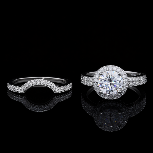 Curved Band & Solitaire Ring