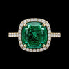 Emerald Halo Elegance Ring in Silver with Moissanite Diamonds