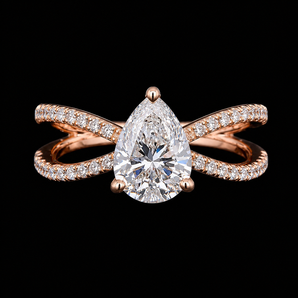 Eterna Twist Pear-Cut Moissanite Ring