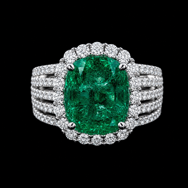 Emerald Halo Ring