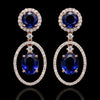 Blue Sapphire Halo Drop Earring