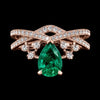Pear-Cut Emerald Elegance Ring with Moissanite Accents in Silver