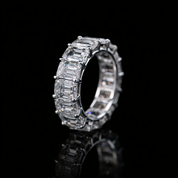 Emerald cut eternity band