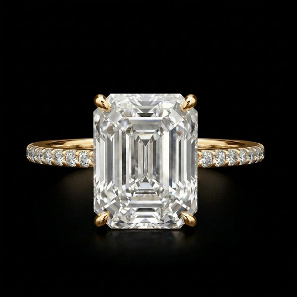 Emerald-Cut Moissanite Solitaire Ring in Sterling Silver