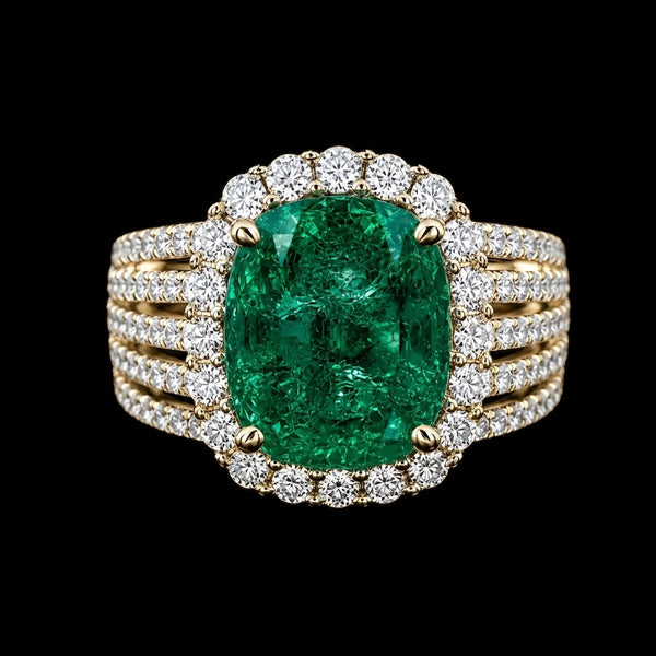 Emerald Halo Ring