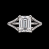 Emerald Moissanite Split-Shank Silver Ring