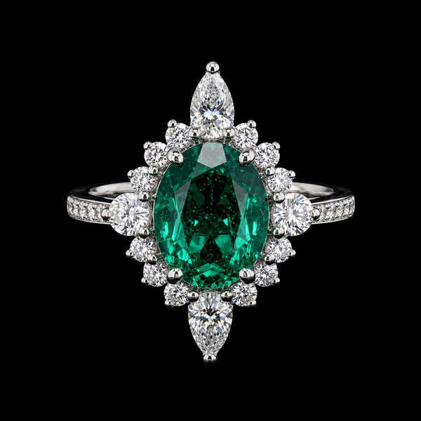 Emerald Radiance Halo Ring