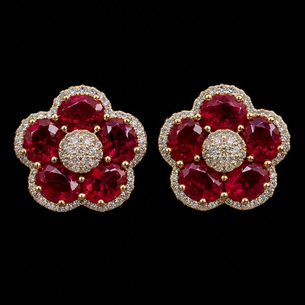 Ruby Petal Halo Studs