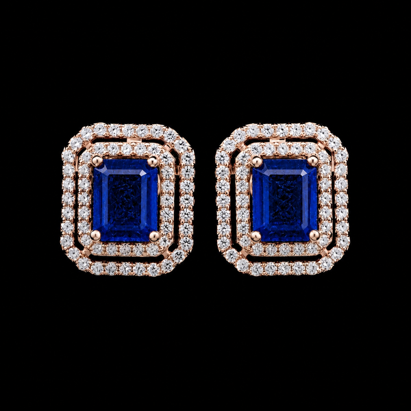Double Frame Blue Studs