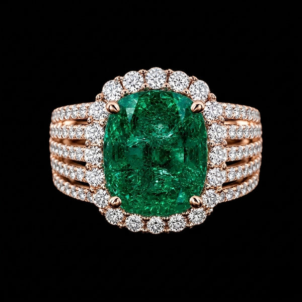 Emerald Halo Ring