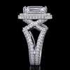 Royal Halo Emerald-Cut Diamond Ring with Split Shank
