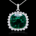 Emerald Halo Silver Pendant – Timeless Elegance in Sterling Silver