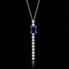 Sapphire & Diamond Drop Pendant Necklace in Sterling Silver – Refined Luxury Elegance