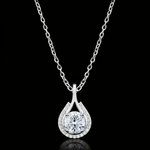Brilliant Round-Cut Diamond Halo Pendant in Sterling Silver – Refined Luxury Necklace