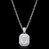 Emerald-Cut Halo Diamond Pendant Necklace in Sterling Silver