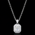 Emerald-Cut Halo Diamond Pendant Necklace in Sterling Silver