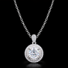 Classic Halo Diamond Pendant Necklace in Sterling Silver