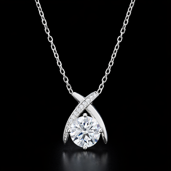 Elegant Diamond Twist Pendant Necklace