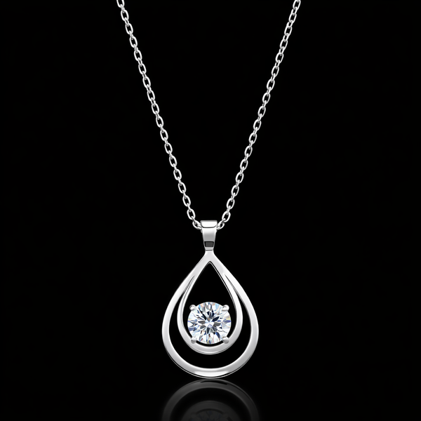 Elegant Teardrop Diamond Pendant in White Gold