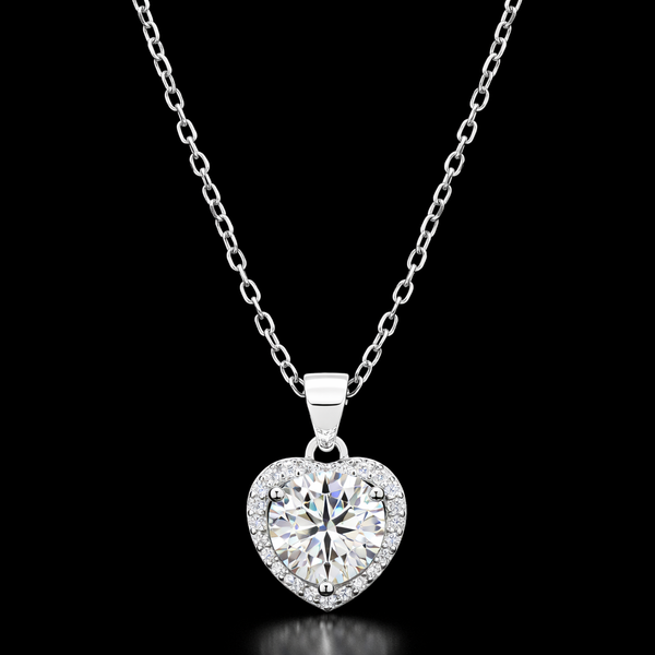 Heart-Shaped Diamond Pendant Necklace in Sterling Silver