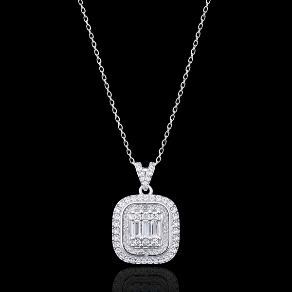 Radiant Square Halo Diamond Pendant