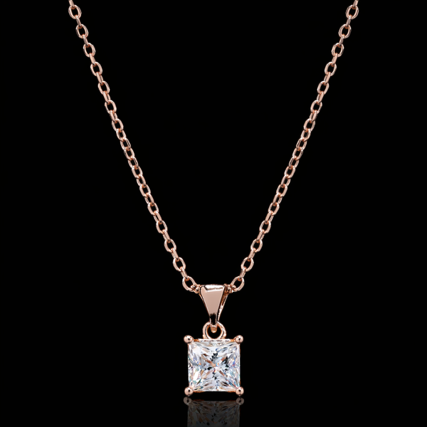 Elegant Rose Gold Square-Cut Diamond Pendant