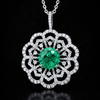 Emerald Bloom Diamond Pendant Necklace in 925 Silver | Floral Halo Silver Pendant