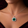 Emerald Halo Silver Pendant – Timeless Elegance in Sterling Silver
