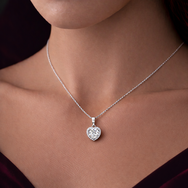 Heart-Shaped Diamond Pendant Necklace in Sterling Silver