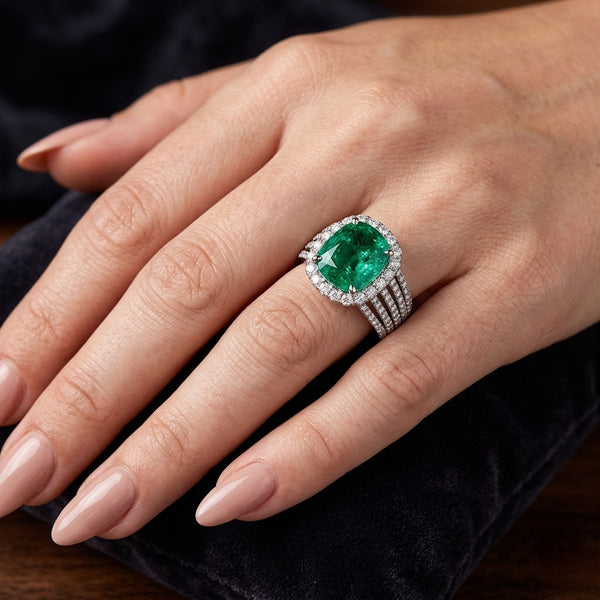 Emerald Halo Ring