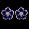 Blue Petal Halo Studs