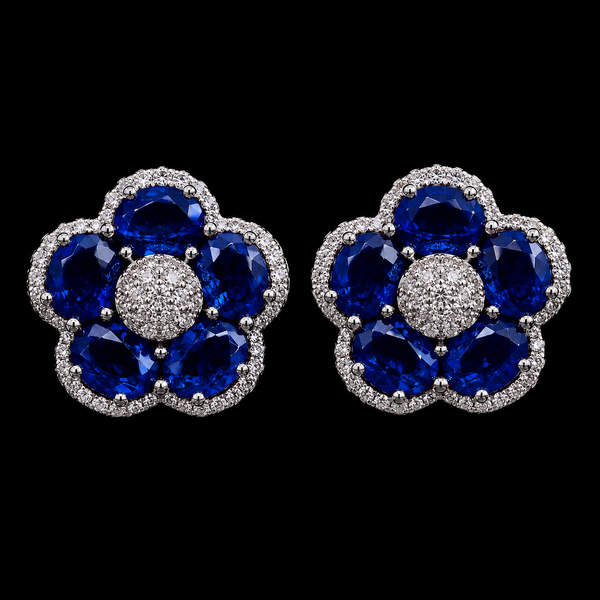 Blue Petal Halo Studs