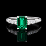 Emerald-Cut Moissanite Ring in Sterling Silver