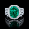 Moissanite Halo Ring in Silver – Radiant Elegance with Emerald Center