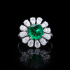 Emerald Blossom Halo Ring – Timeless Elegance in Every Detail