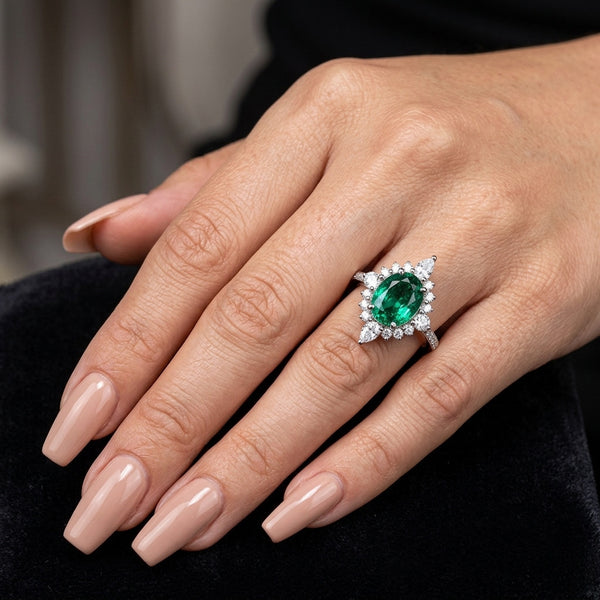 Emerald Radiance Halo Ring