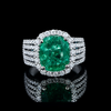 Moissanite Halo Ring in Silver – Radiant Elegance with Emerald Center