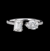 Elegant Dual-Stone Moissanite Diamond Ring in Silver Finish