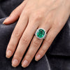 Moissanite Halo Ring in Silver – Radiant Elegance with Emerald Center