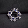 Blue Sapphire Flower Brooch