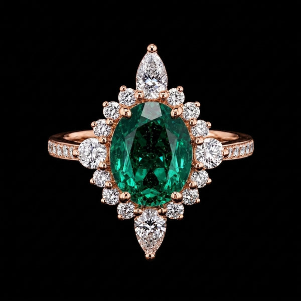Emerald Radiance Halo Ring